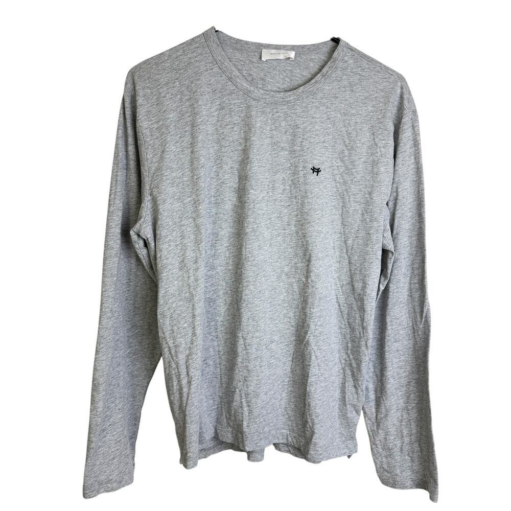 Made For Italic Shirt Womens Large Grey Crew Neck Long Sleeve Embroidered
